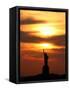 The Sun Sets Behind the Statue of Liberty on the Longest Day of the Year-null-Framed Stretched Canvas