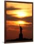 The Sun Sets Behind the Statue of Liberty on the Longest Day of the Year-null-Framed Photographic Print