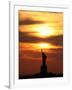 The Sun Sets Behind the Statue of Liberty on the Longest Day of the Year-null-Framed Photographic Print