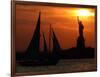 The Sun Sets Behind the Statue of Liberty on the Longest Day of the Year-null-Framed Photographic Print