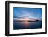 The sun sets beyond silhouetted islands in the Norwegian Sea near Bronnoysund. Bronnoy, Norway.-Sergio Pitamitz-Framed Photographic Print