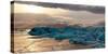 The Sun Sets over Icebergs Floating in the Famous Glacier Lagoon-Markus Schieder-Stretched Canvas