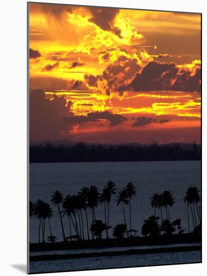 The Sun Sets Over the Bay of San Juan, Puerto Rico-null-Mounted Premium Photographic Print