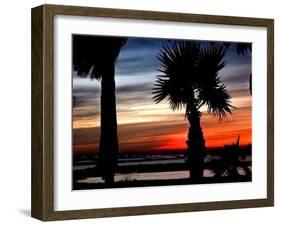 The Sun Sets Over the Laguna Madre Bay and the Queen Isabella Causeway-null-Framed Premium Photographic Print