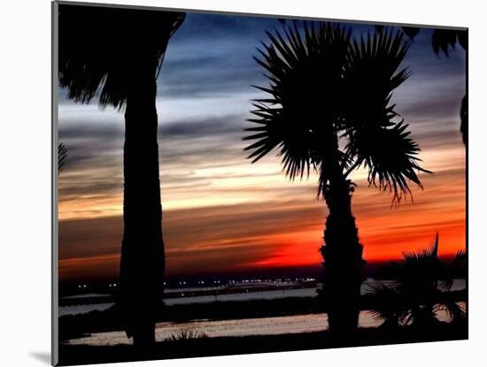 The Sun Sets Over the Laguna Madre Bay and the Queen Isabella Causeway-null-Mounted Premium Photographic Print