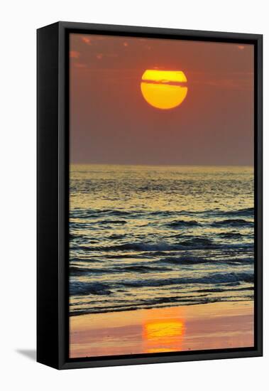 The Sun Setting Off Playa Guiones Surf Beach-Rob Francis-Framed Stretched Canvas