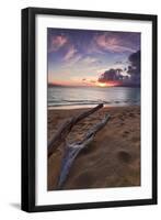 The Sun Setting over the Ocean on North Kaanapali Beach in Maui, Hawaii-Clint Losee-Framed Photographic Print