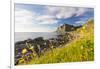 The sun shines on green meadows and flowers surrounded by sea at night, Vikten, Nord Trondelag, Lof-Roberto Moiola-Framed Photographic Print