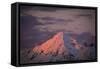 The Sun Turns The Peaks Of The Cascades Crimson As Evening Approaches In The Mt Baker Backcountry-Jay Goodrich-Framed Stretched Canvas