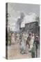 The Sunday Train, 1885-Cesare-Auguste Detti-Stretched Canvas
