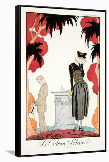 The Sundial, from 'Falbalas and Fanfreluches, Almanach des Modes Présentes,-Georges Barbier-Framed Stretched Canvas