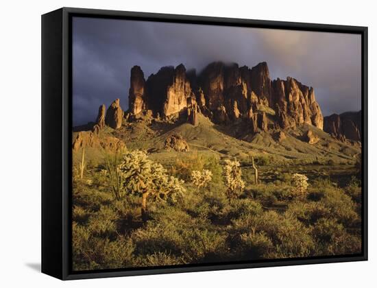 The Superstition Mountains in Lost Dutchman State Park, Arizona-Greg Probst-Framed Stretched Canvas