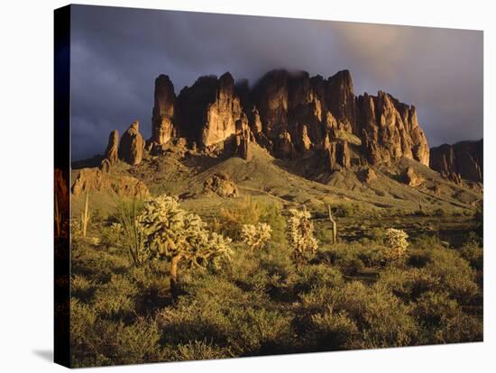 The Superstition Mountains in Lost Dutchman State Park, Arizona-Greg Probst-Stretched Canvas