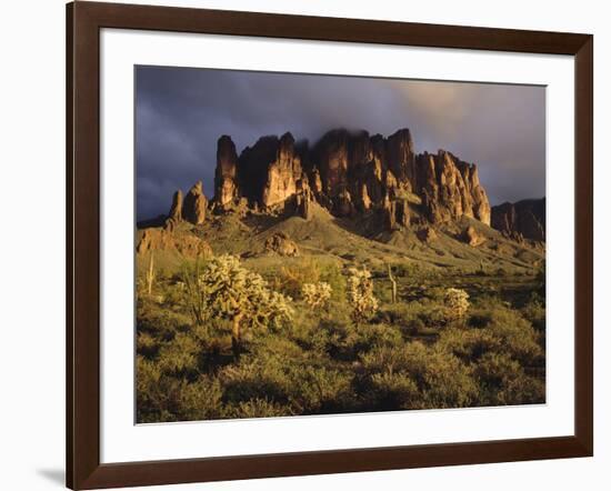 The Superstition Mountains in Lost Dutchman State Park, Arizona-Greg Probst-Framed Photographic Print