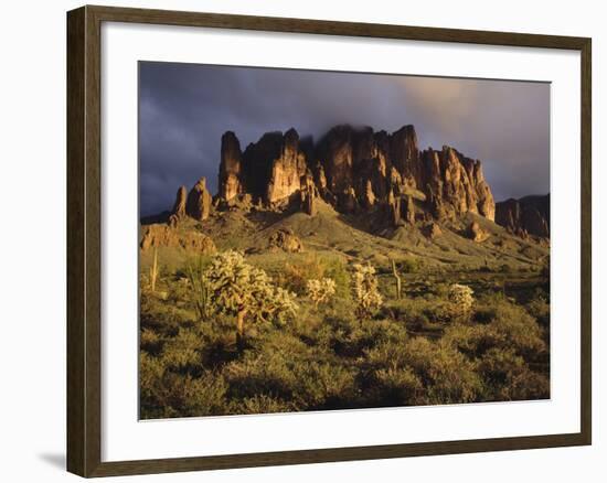 The Superstition Mountains in Lost Dutchman State Park, Arizona-Greg Probst-Framed Photographic Print