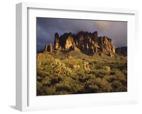 The Superstition Mountains in Lost Dutchman State Park, Arizona-Greg Probst-Framed Photographic Print