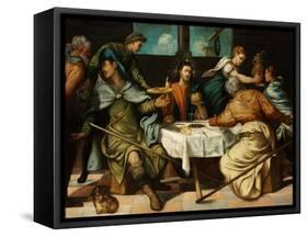 The Supper at Emmaus-Jacopo Tintoretto-Framed Stretched Canvas
