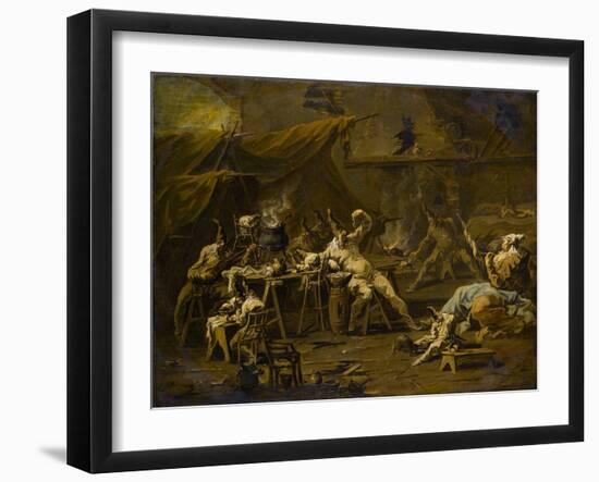 The Supper of Pulcinella and Colombina, c.1725-1730-Alessandro Magnasco-Framed Giclee Print