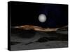 The Surface of Pluto with Charon in the Sky-Stocktrek Images-Stretched Canvas