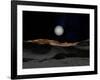 The Surface of Pluto with Charon in the Sky-Stocktrek Images-Framed Photographic Print