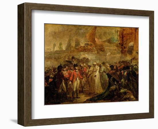 The Surrender of the Two Sons of Tipu Sahib (1749-99), Sultan of Mysore, to Sir David Baird, C.1800-Henry Singleton-Framed Premium Giclee Print