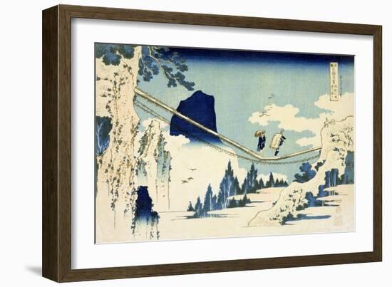 The Suspension Bridge Between Hida and Etchu-Katsushika Hokusai-Framed Giclee Print