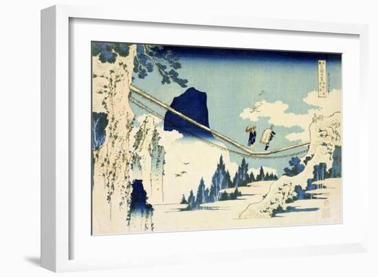 The Suspension Bridge Between Hida and Etchu-Katsushika Hokusai-Framed Giclee Print