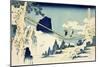 The Suspension Bridge Between Hida and Etchu-Katsushika Hokusai-Mounted Giclee Print