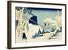 The Suspension Bridge Between Hida and Etchu-Katsushika Hokusai-Framed Giclee Print