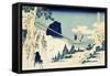 The Suspension Bridge Between Hida and Etchu-Katsushika Hokusai-Framed Stretched Canvas