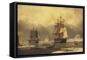 The 'Swan' and 'Isabella' Whaling in the Arctic-John of Hull Ward-Framed Stretched Canvas
