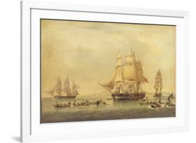 The 'Swan' and 'Isabella' Whaling in the Arctic-John of Hull Ward-Framed Giclee Print