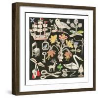 The Swan And The Thistle, 2021 (collage on printed square)-Sarah Battle-Framed Giclee Print