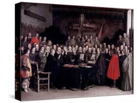 The Swearing of the Oath of Ratification of the Treaty of Munster, 1648-Gerard Terborch-Stretched Canvas