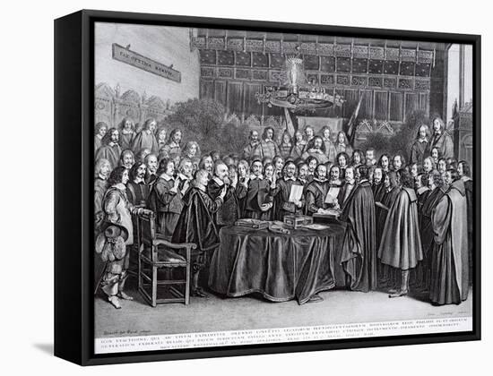 The Swearing of the Oath of Ratification of the Treaty of Westphalia at Munster, 24th October 1648-Gerard Terborch-Framed Stretched Canvas