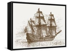 The Swedish Flagship Mars, before the Battle of Gotland-Oland (Etching)-Russian-Framed Stretched Canvas