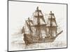 The Swedish Flagship Mars, before the Battle of Gotland-Oland (Etching)-Russian-Mounted Premium Giclee Print