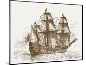 The Swedish Flagship Mars, before the Battle of Gotland-Oland (Etching)-Russian-Mounted Premium Giclee Print