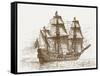 The Swedish Flagship Mars, before the Battle of Gotland-Oland (Etching)-Russian-Framed Stretched Canvas