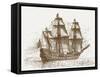 The Swedish Flagship Mars, before the Battle of Gotland-Oland (Etching)-Russian-Framed Stretched Canvas