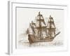 The Swedish Flagship Mars, before the Battle of Gotland-Oland (Etching)-Russian-Framed Giclee Print