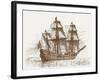 The Swedish Flagship Mars, before the Battle of Gotland-Oland (Etching)-Russian-Framed Giclee Print