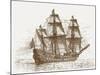 The Swedish Flagship Mars, before the Battle of Gotland-Oland (Etching)-Russian-Mounted Giclee Print