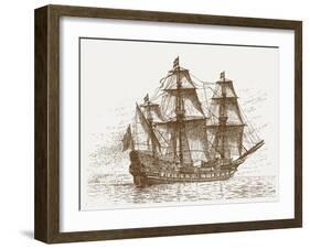 The Swedish Flagship Mars, before the Battle of Gotland-Oland (Etching)-Russian-Framed Giclee Print