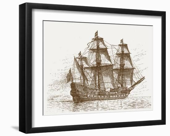 The Swedish Flagship Mars, before the Battle of Gotland-Oland (Etching)-Russian-Framed Giclee Print
