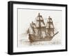 The Swedish Flagship Mars, before the Battle of Gotland-Oland (Etching)-Russian-Framed Giclee Print