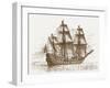 The Swedish Flagship Mars, before the Battle of Gotland-Oland (Etching)-Russian-Framed Giclee Print