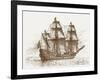 The Swedish Flagship Mars, before the Battle of Gotland-Oland (Etching)-Russian-Framed Giclee Print