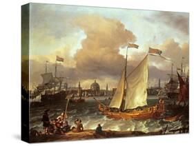 The Swedish Yacht 'Lejouet', in Amsterdam Harbour, 1674-Ludolf Backhuysen-Stretched Canvas