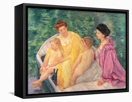 The Swim, or Two Mothers and Their Children on a Boat, 1910-Mary Cassatt-Framed Stretched Canvas